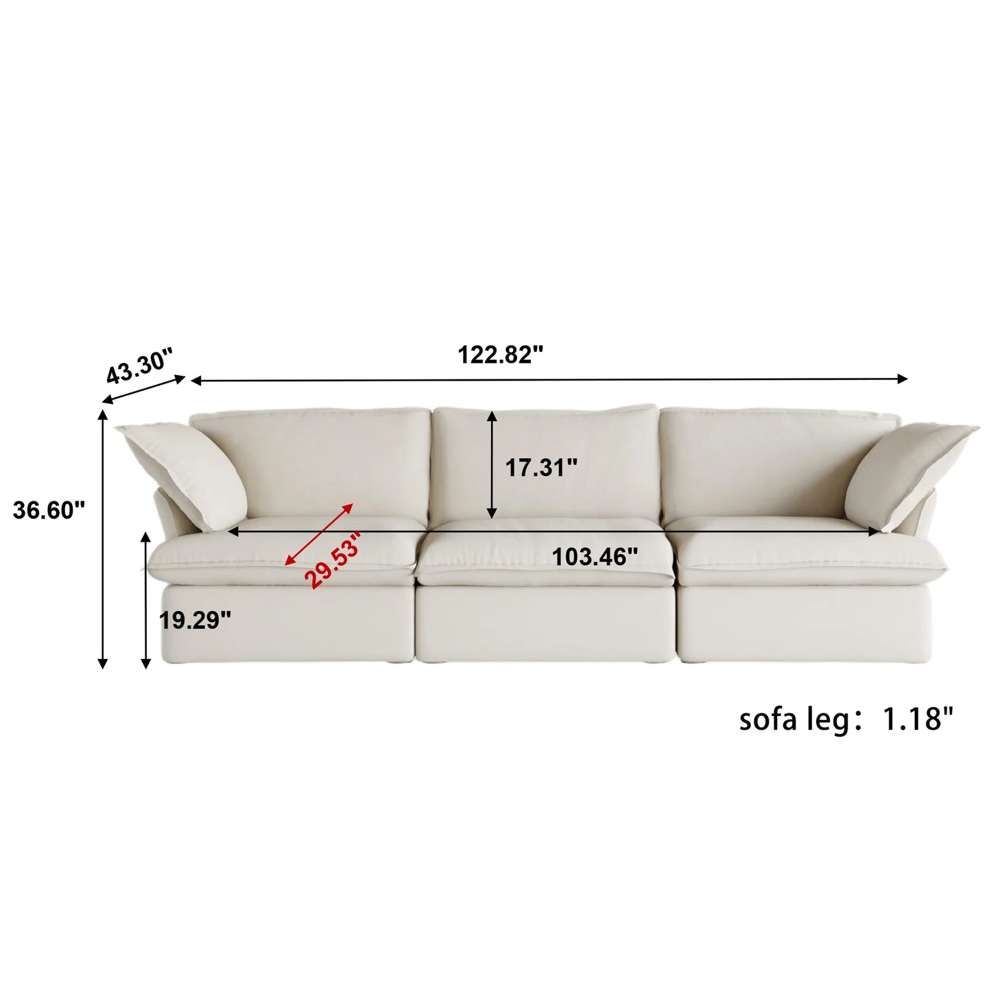 CloudComfort™ Modular Washable Luxe Sofa