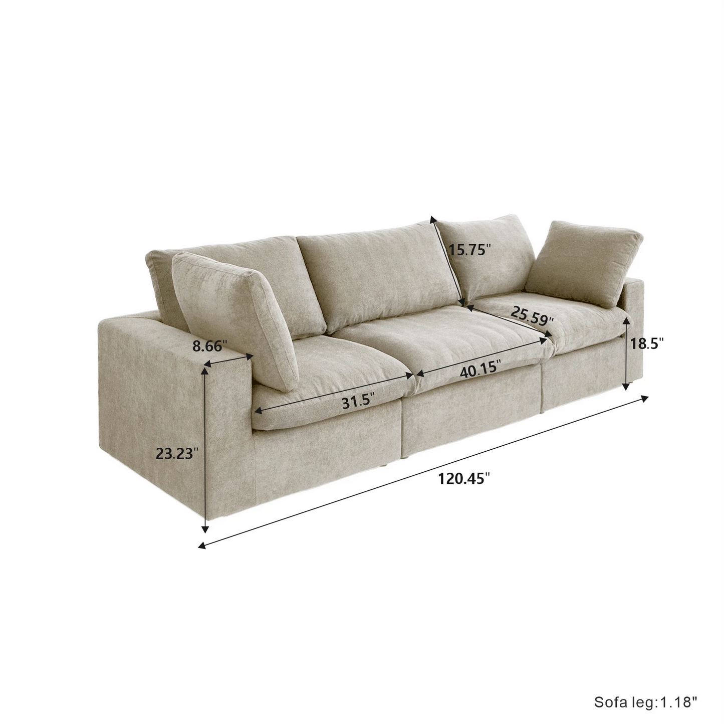 CloudComfort™ Modular Washable Classic Sofa