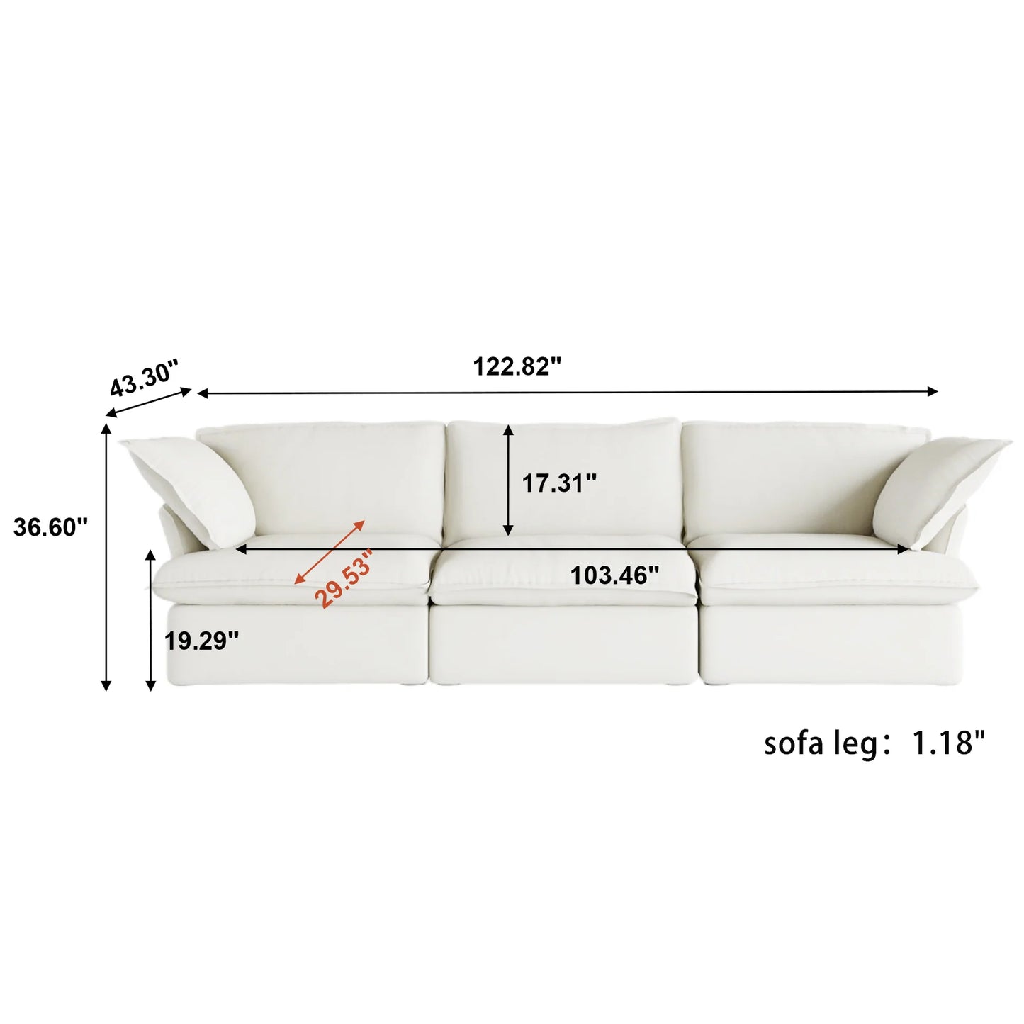 CloudComfort™ Modular Washable Luxe Sofa