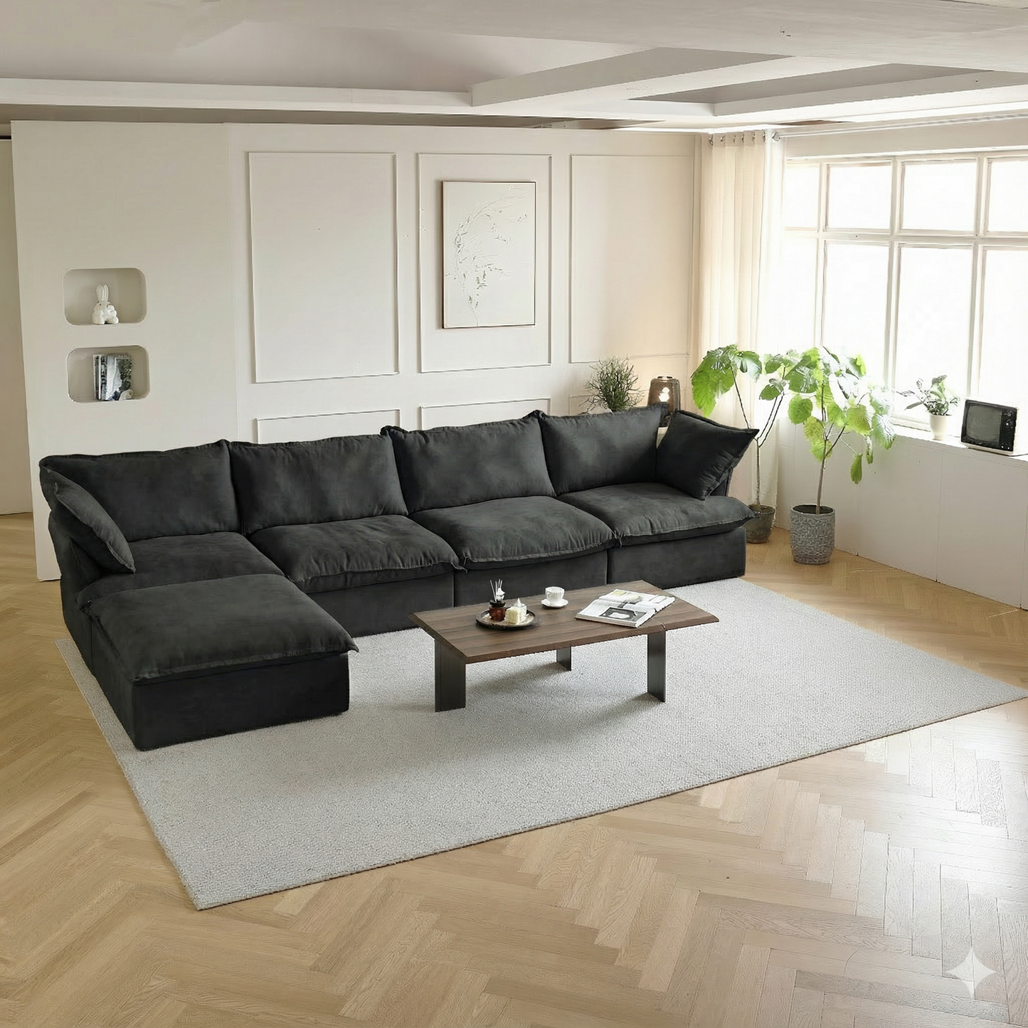 CloudComfort™ Modular Washable Luxe Sofa - 4 Seater Chaise