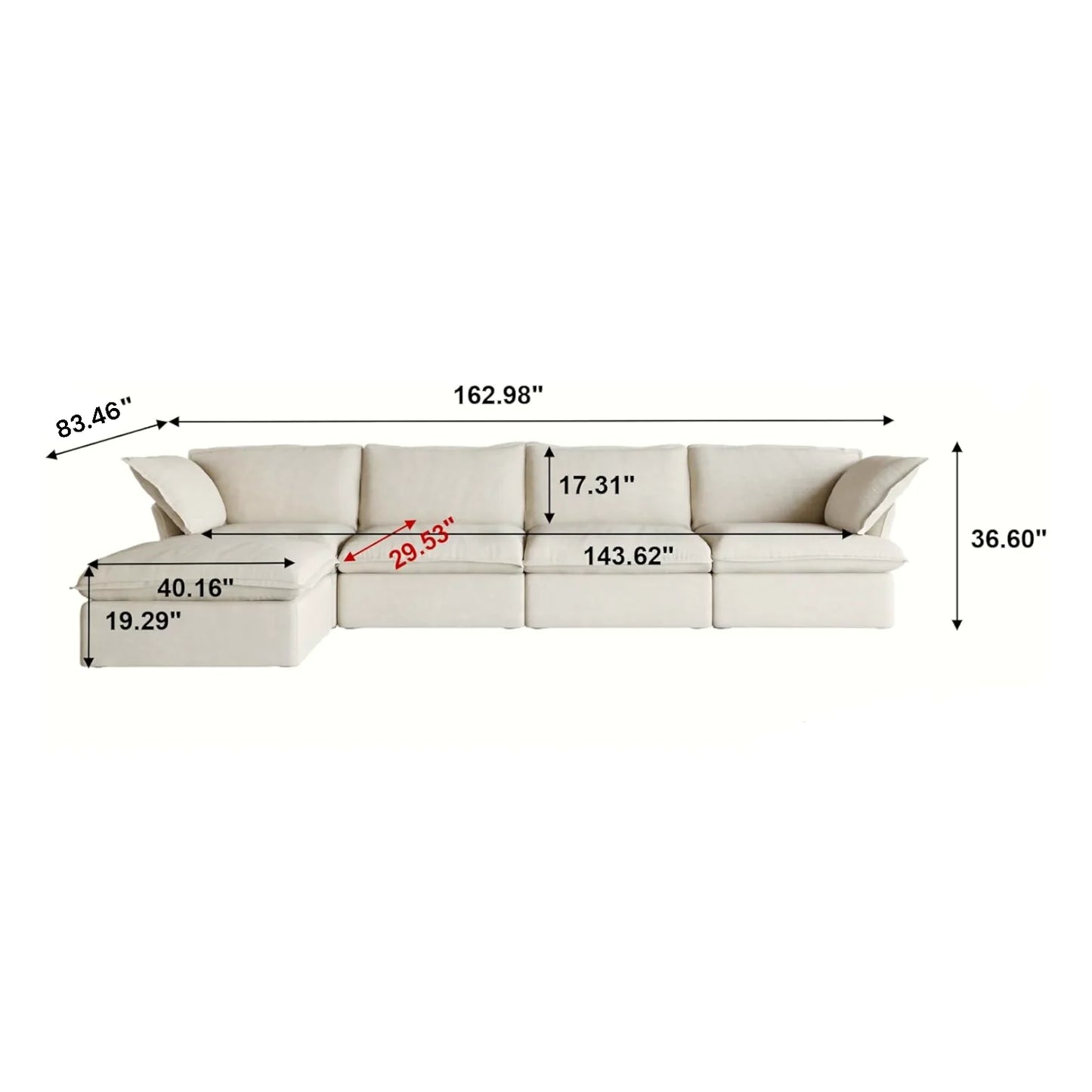 CloudComfort™ Modular Washable Luxe Sofa