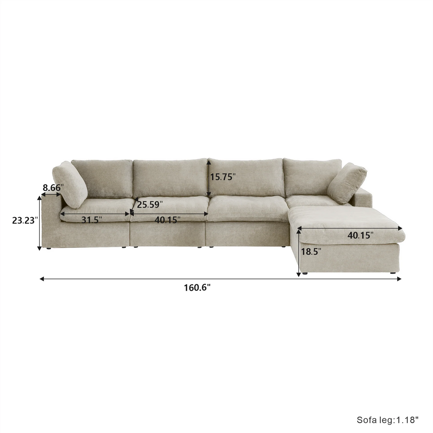 CloudComfort™ Modular Washable Classic Sofa