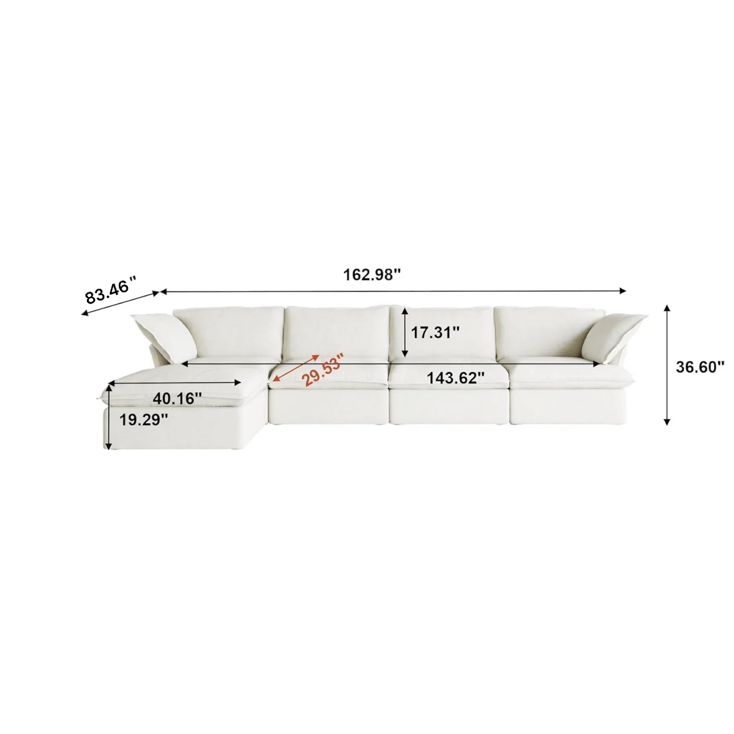 CloudComfort™ Modular Washable Luxe Sofa