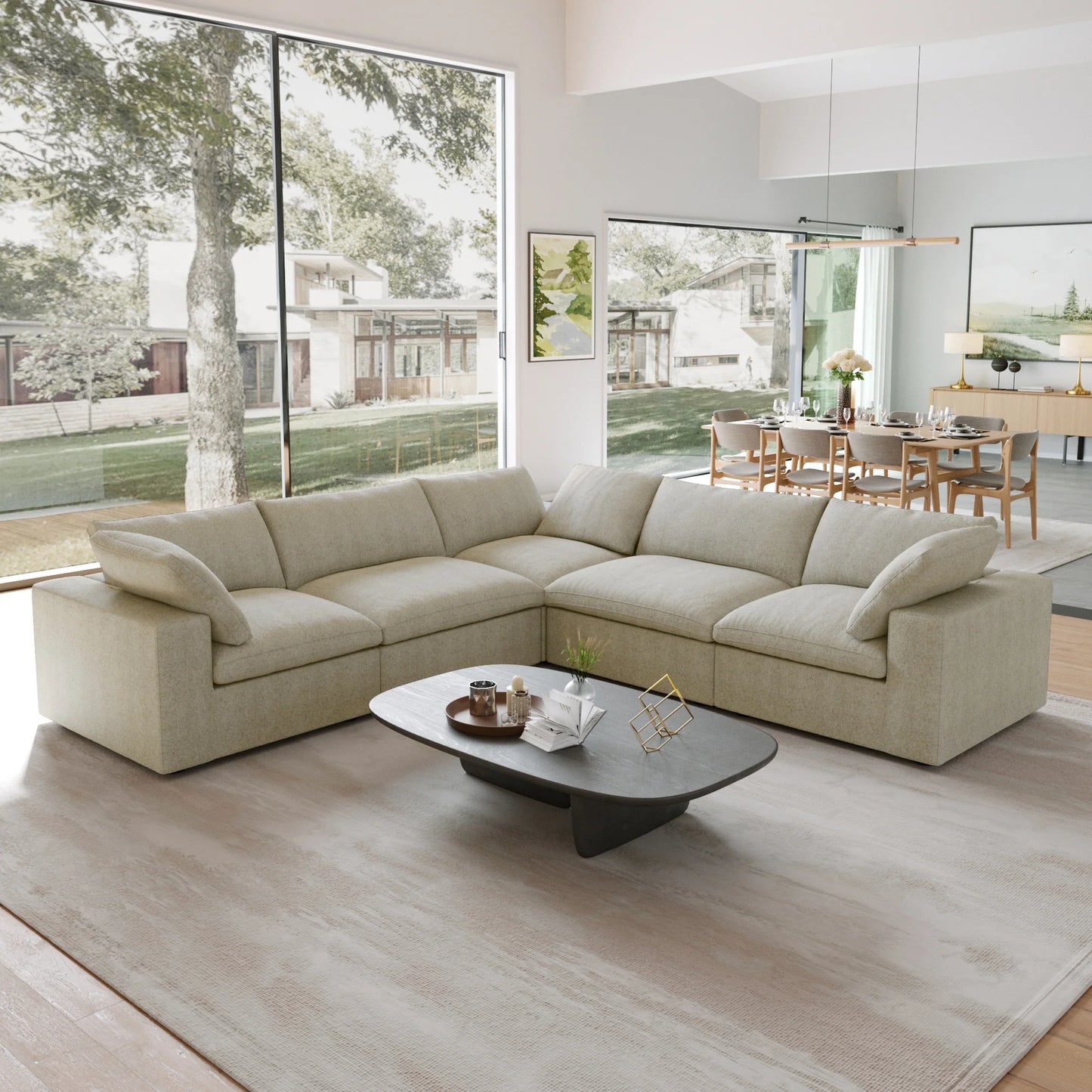 CloudComfort™ Modular Washable Classic Sofa - 5 Seater Corner Sectional