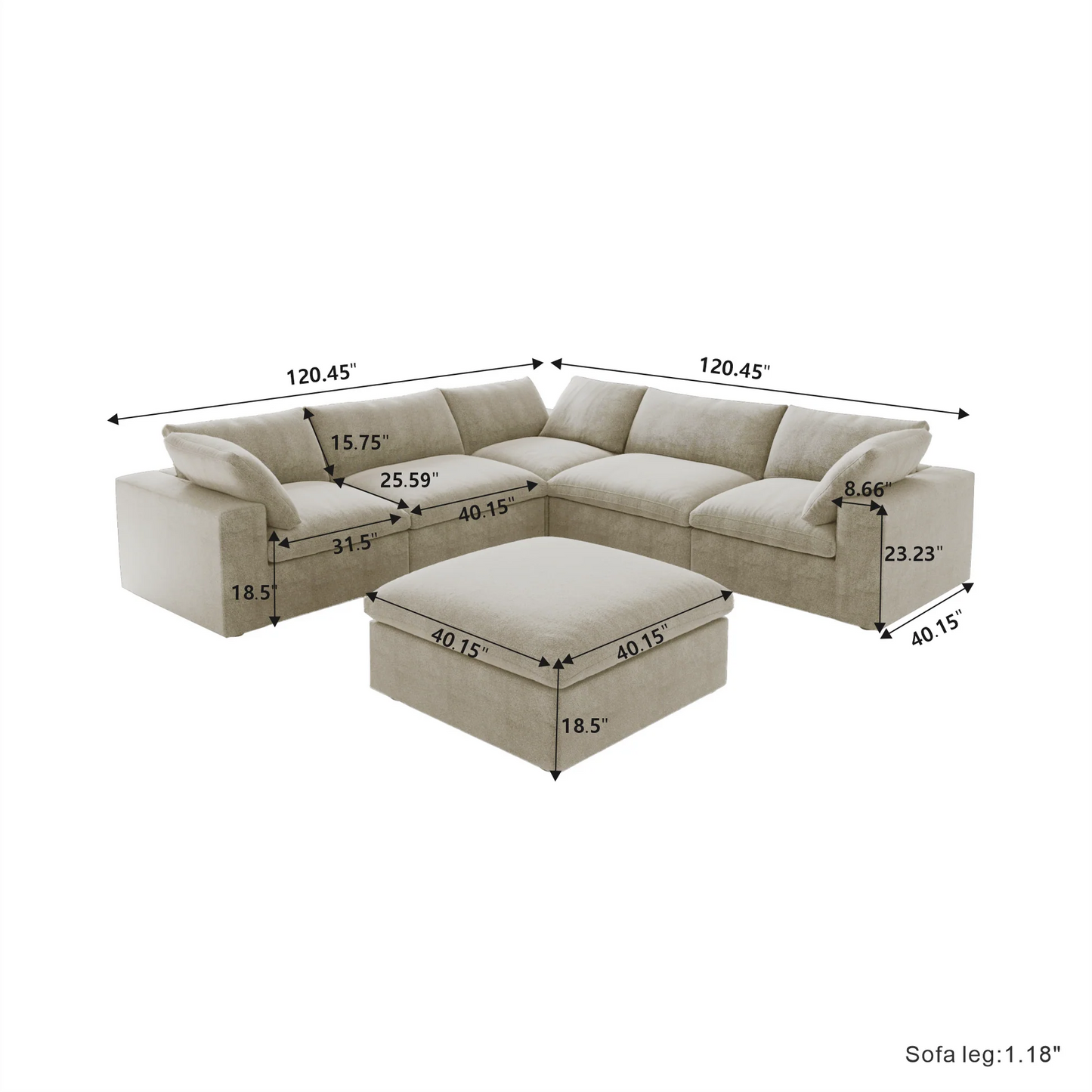 CloudComfort™ Modular Washable Classic Sofa