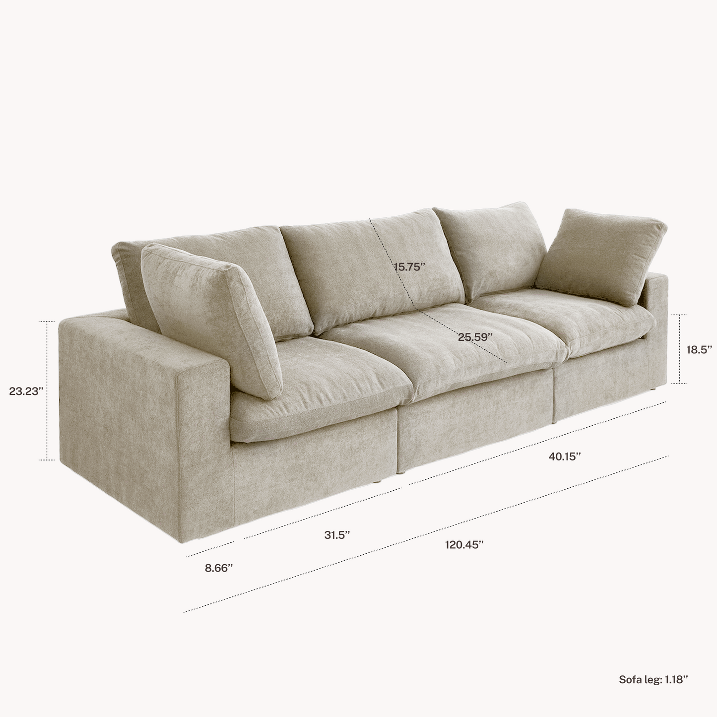 CloudComfort™ Modular Washable Classic Sofa