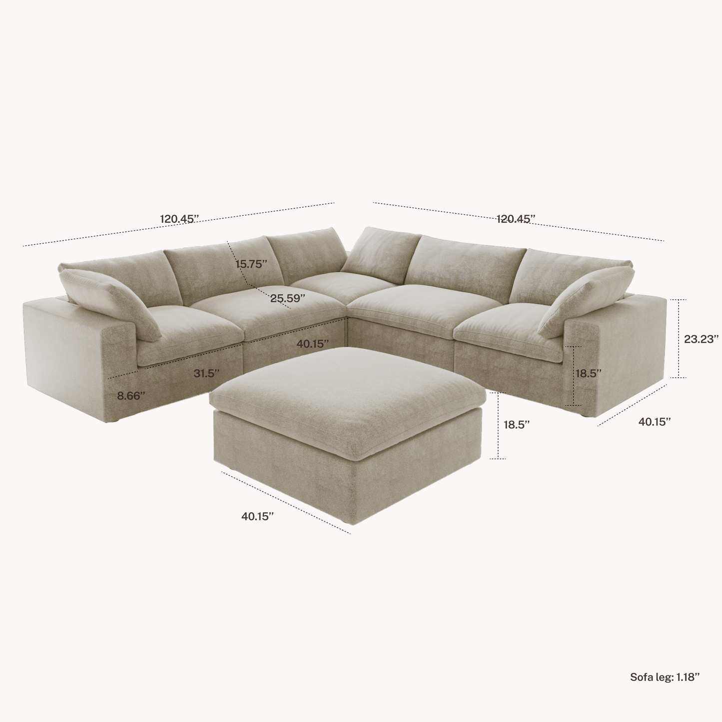 CloudComfort™ Modular Washable Classic Sofa
