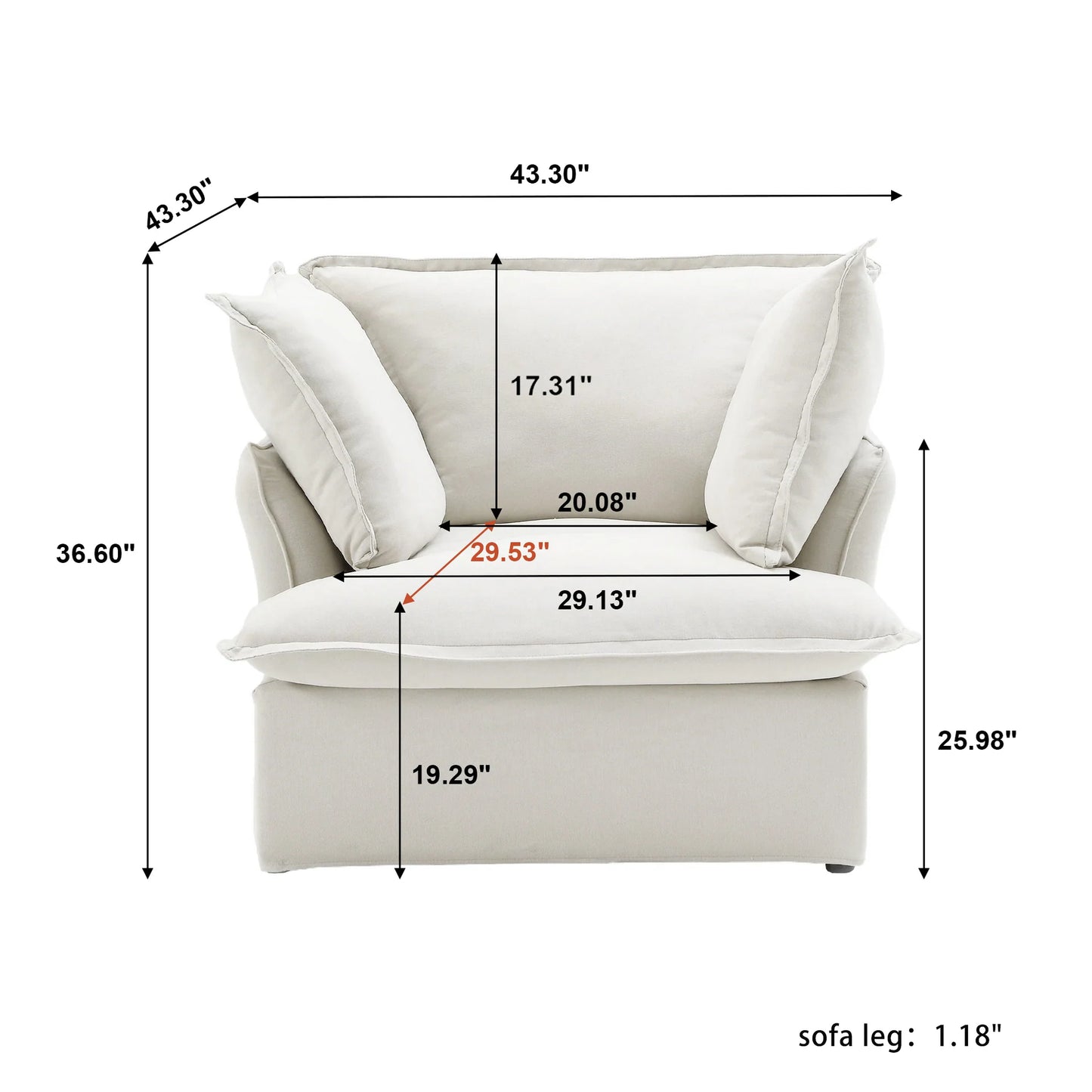 CloudComfort™ Modular Washable Luxe Sofa