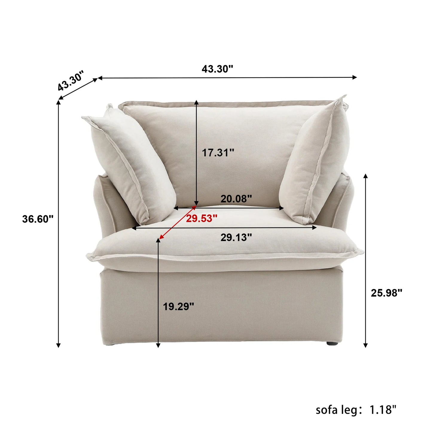 CloudComfort™ Modular Washable Luxe Sofa