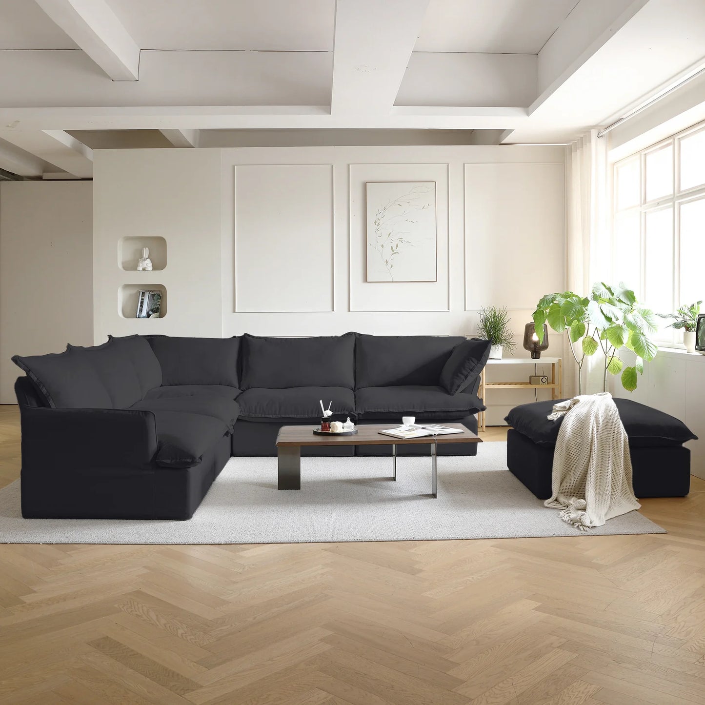 Modular Luxe 5-Seater Corner Sectional + Ottoman