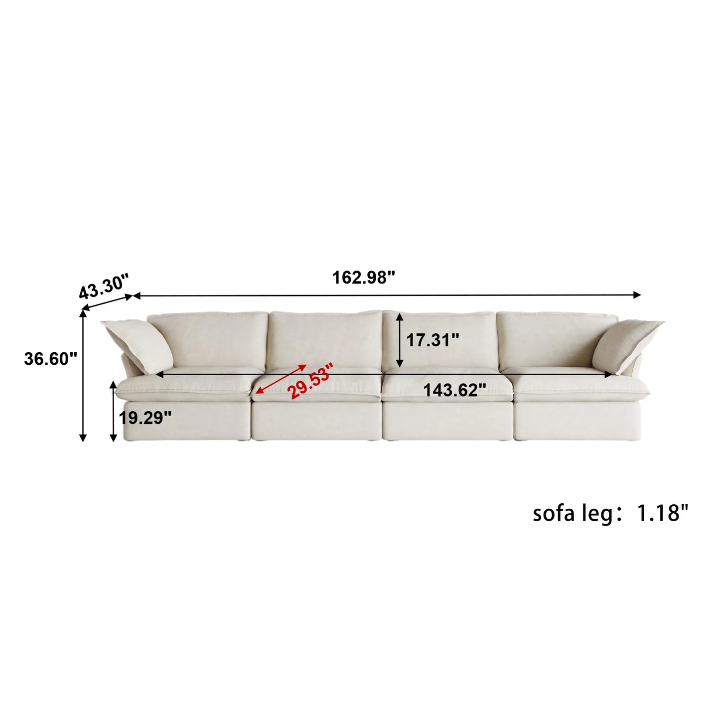 CloudComfort™ Modular Washable Luxe Sofa