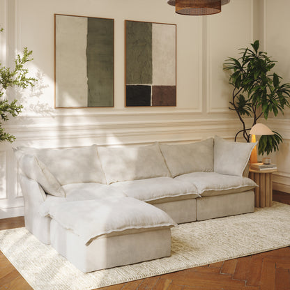 CloudComfort™ Modular Washable Luxe Sofa - 3 Seater Chaise