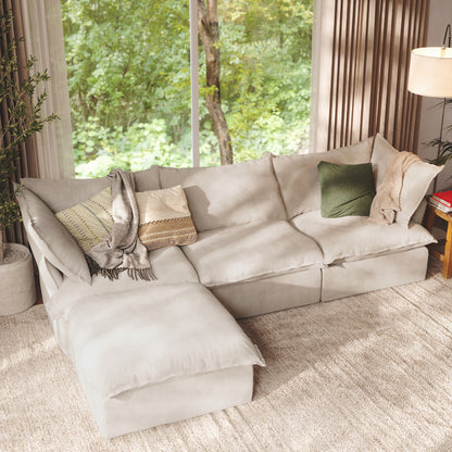 CloudComfort™ Modular Washable Luxe Sofa - 3 Seater Chaise