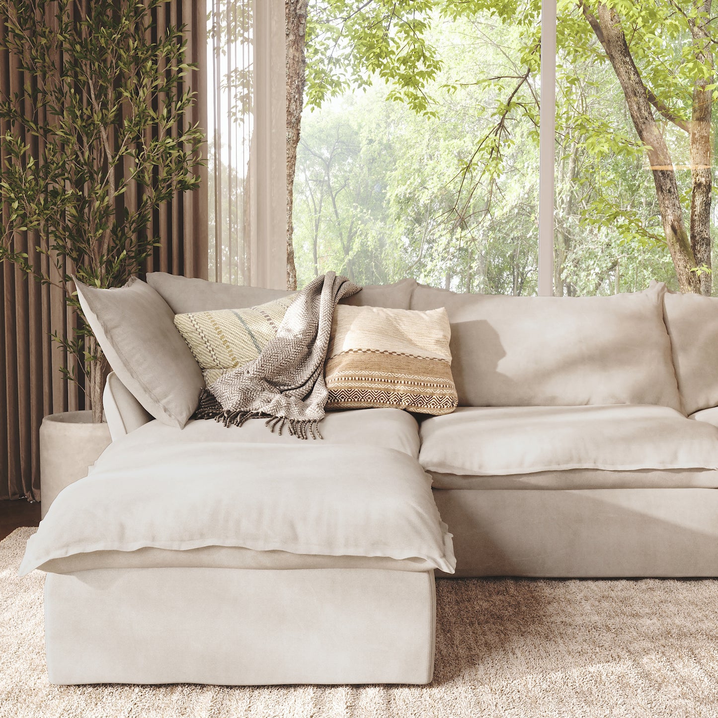 CloudComfort™ Modular Washable Luxe Sofa - 3 Seater Chaise