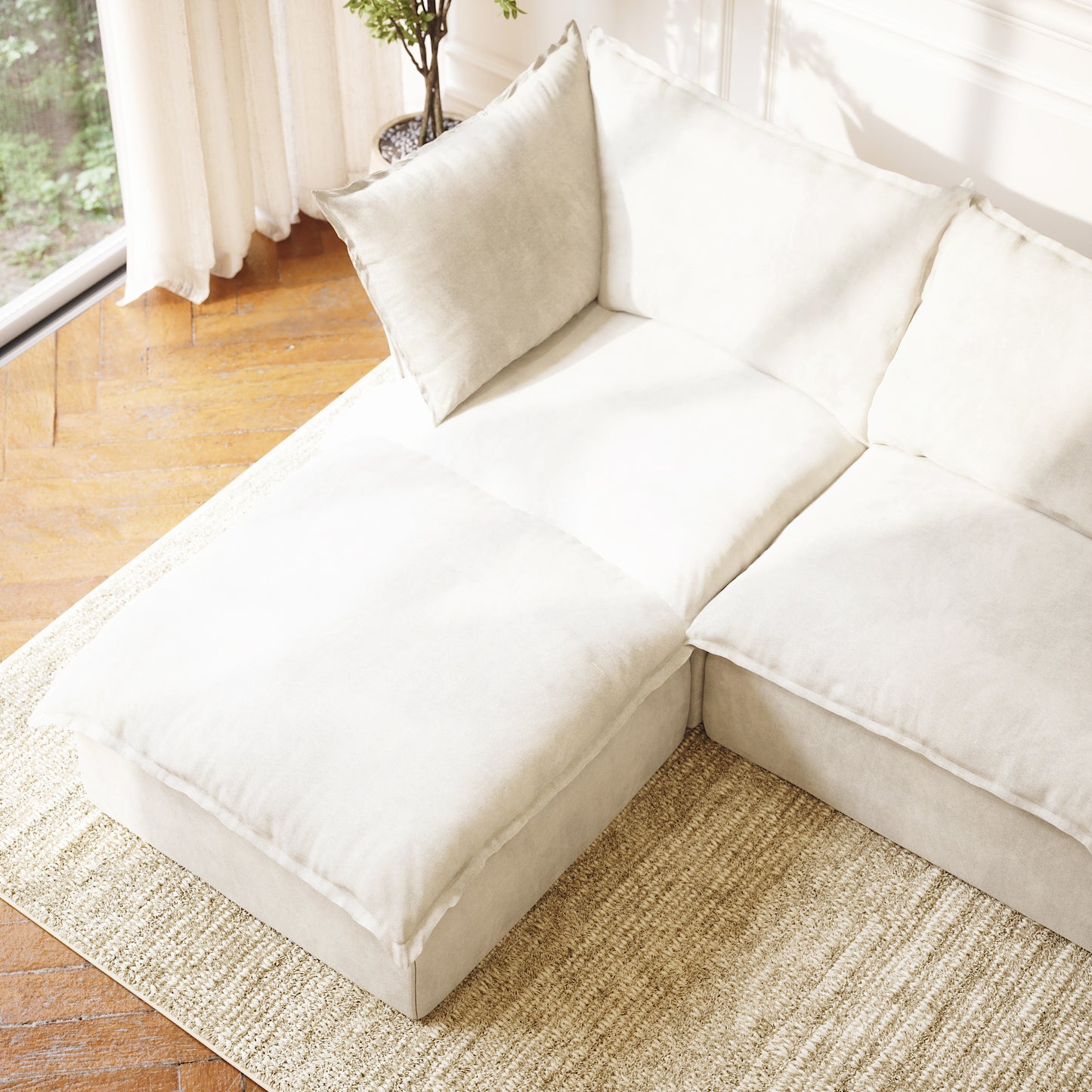 CloudComfort™ Modular Washable Luxe Sofa - 3 Seater Chaise