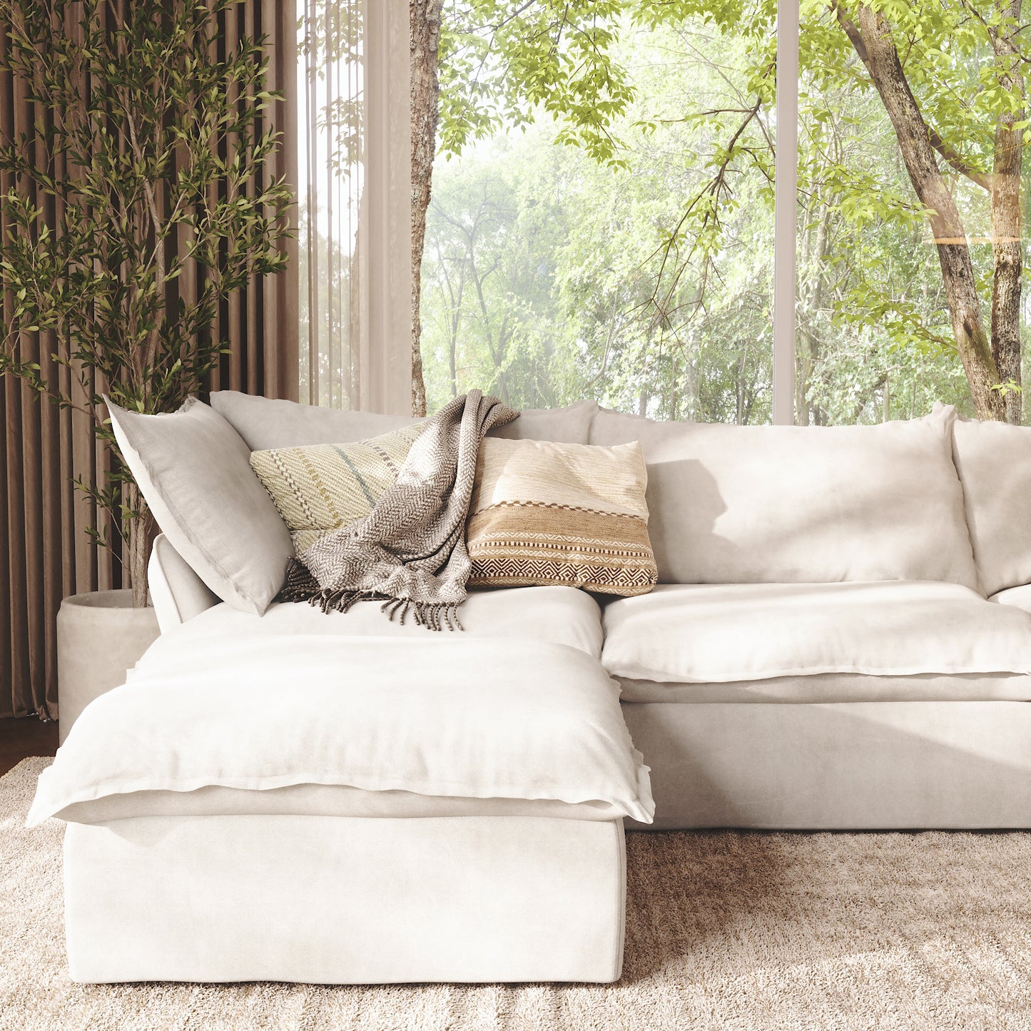 CloudComfort™ Modular Washable Luxe Sofa - 3 Seater Chaise