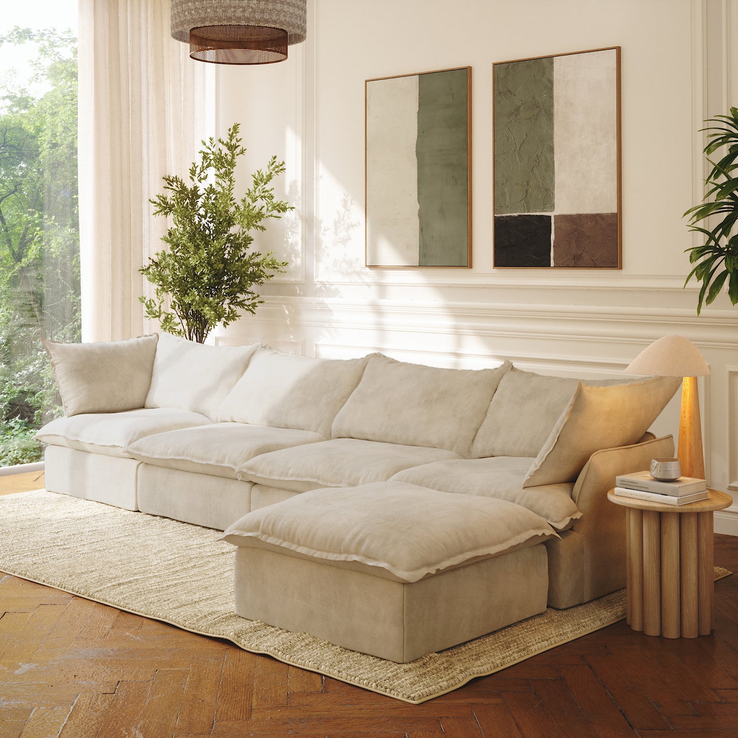 CloudComfort™ Modular Washable Luxe Sofa - 4 Seater Chaise