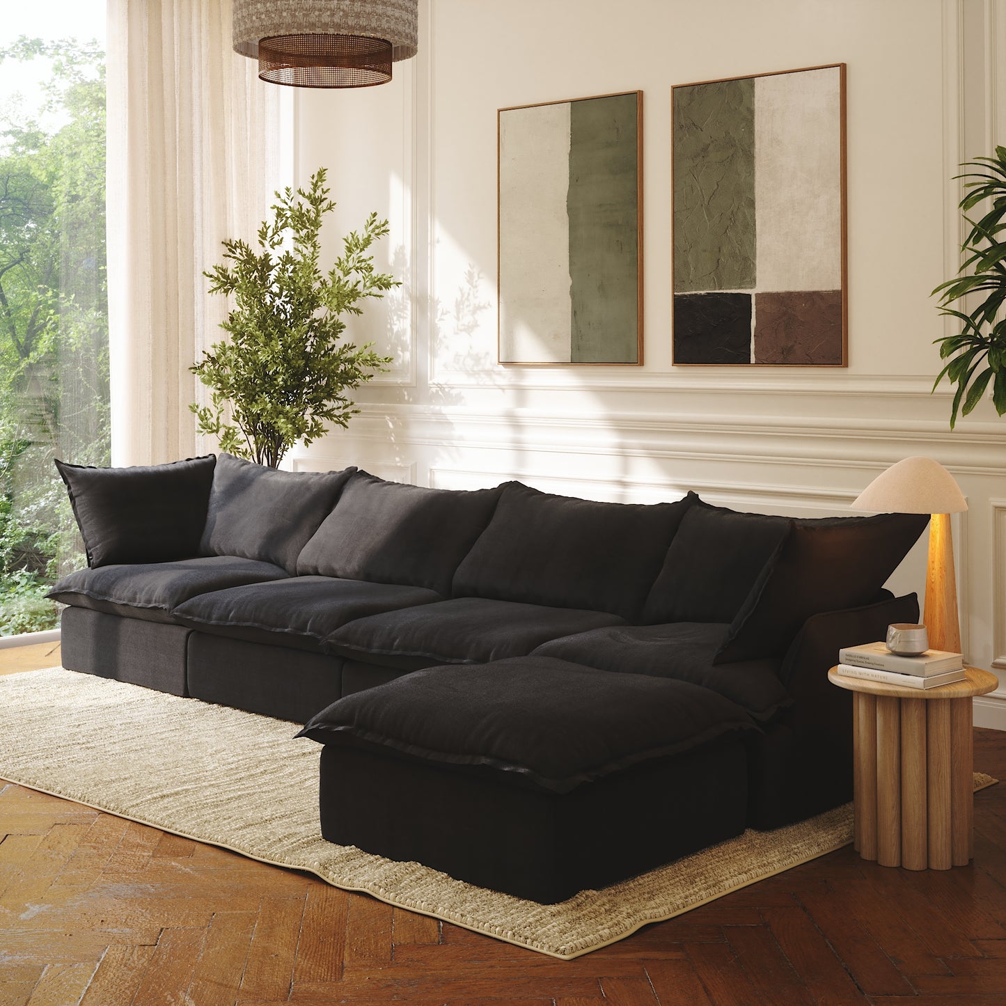 CloudComfort™ Modular Washable Luxe Sofa - 4 Seater Chaise
