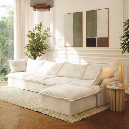 CloudComfort™ Modular Washable Luxe Sofa - 4 Seater Chaise