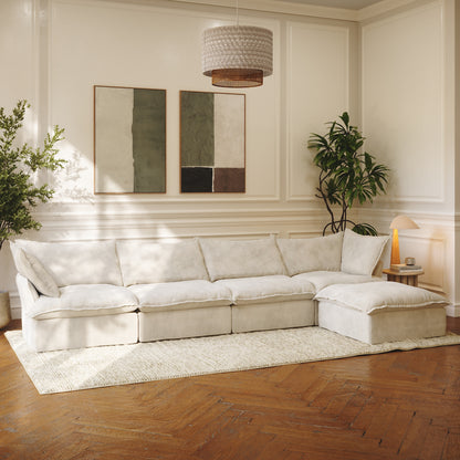 CloudComfort™ Modular Washable Luxe Sofa - 4 Seater Chaise