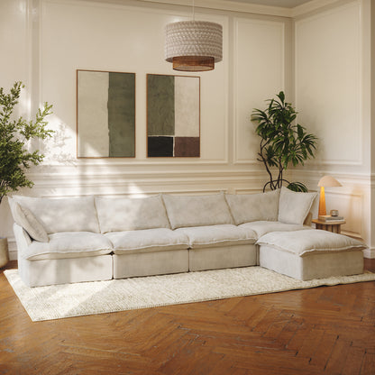CloudComfort™ Modular Washable Luxe Sofa - 4 Seater Chaise