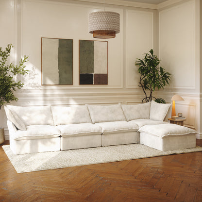 CloudComfort™ Modular Washable Luxe Sofa - 4 Seater Chaise