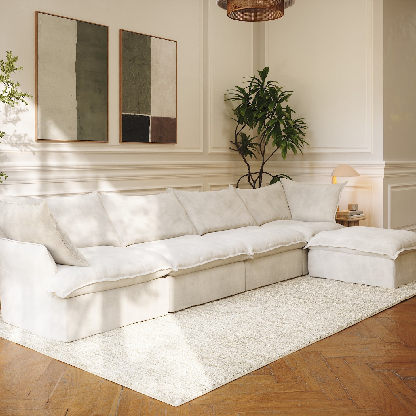 CloudComfort™ Modular Washable Luxe Sofa - 4 Seater Chaise