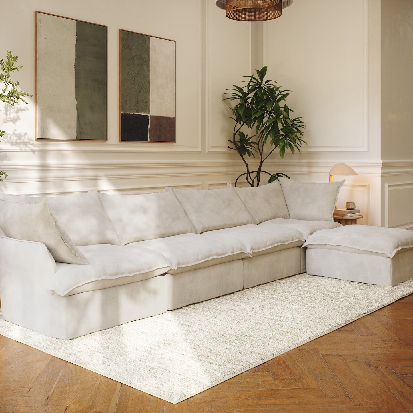 CloudComfort™ Modular Washable Luxe Sofa - 4 Seater Chaise