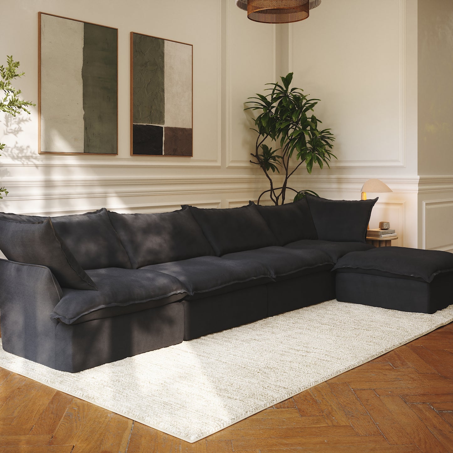 CloudComfort™ Modular Washable Luxe Sofa - 4 Seater Chaise