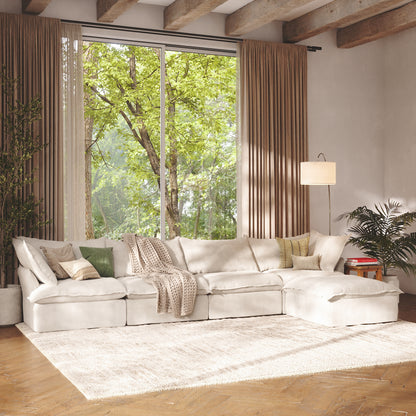 CloudComfort™ Modular Washable Luxe Sofa - 4 Seater Chaise