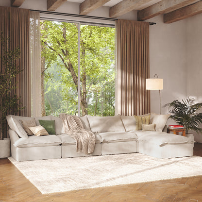CloudComfort™ Modular Washable Luxe Sofa - 4 Seater Chaise