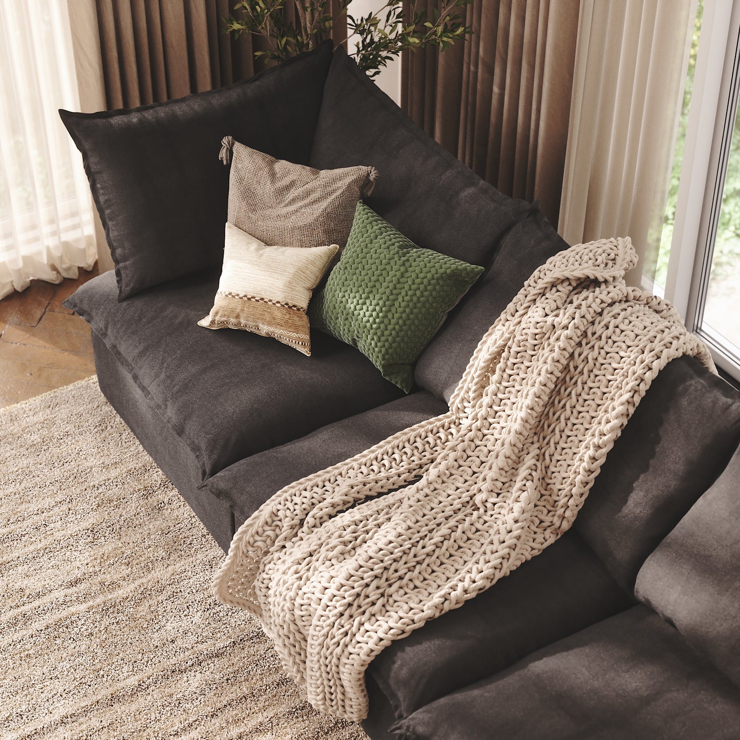 CloudComfort™ Modular Washable Luxe Sofa - 4 Seater Chaise