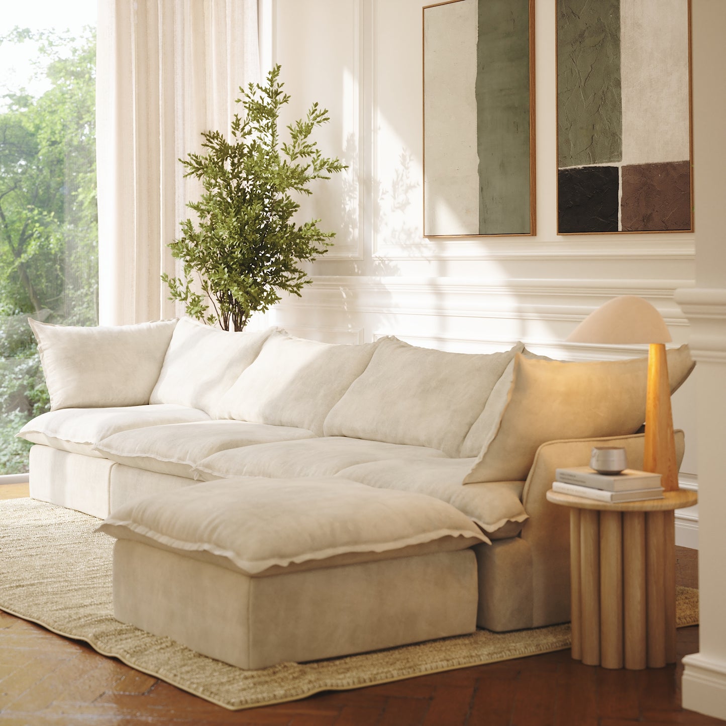 CloudComfort™ Modular Washable Luxe Sofa - 4 Seater Chaise