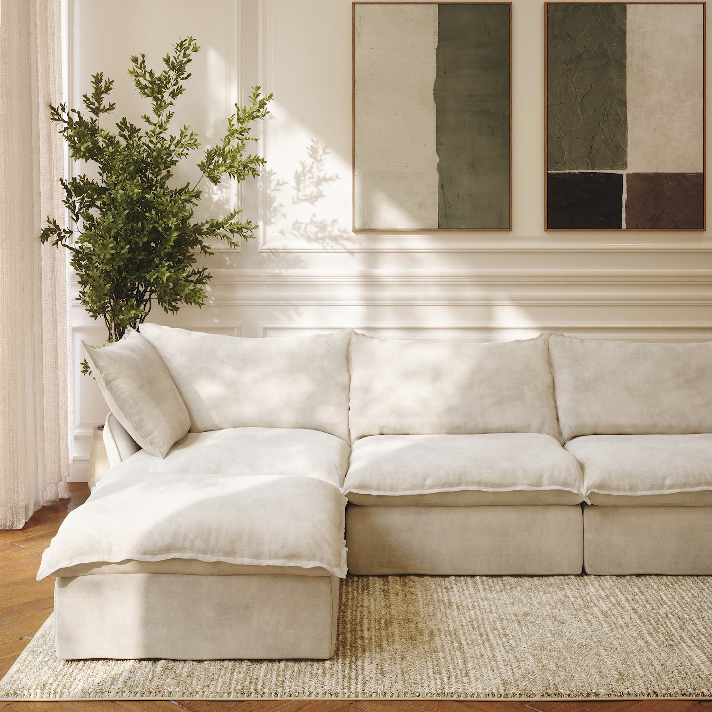 CloudComfort™ Modular Washable Luxe Sofa - 4 Seater U-Sectional