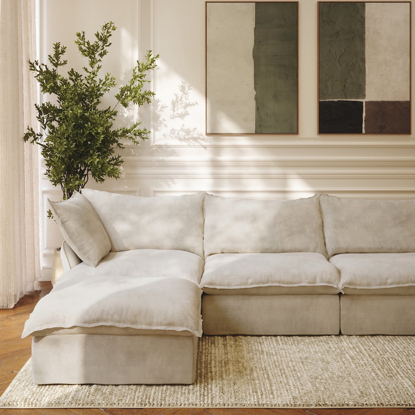 CloudComfort™ Modular Washable Luxe Sofa - 4 Seater U-Sectional