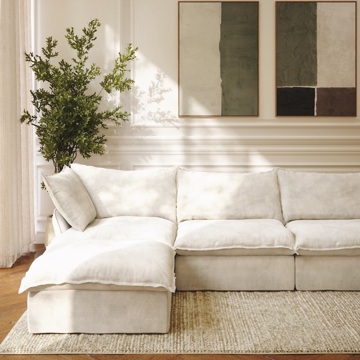 CloudComfort™ Modular Washable Luxe Sofa - 4 Seater U-Sectional