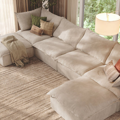 CloudComfort™ Modular Washable Luxe Sofa - 4 Seater U-Sectional