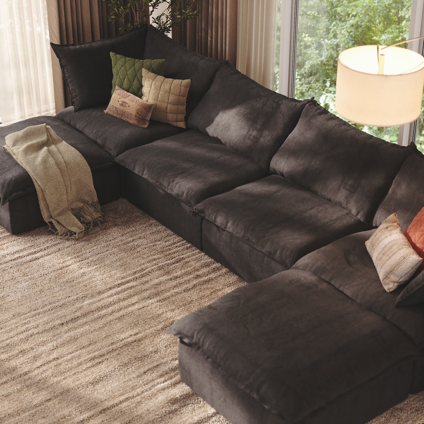 CloudComfort™ Modular Washable Luxe Sofa - 4 Seater U-Sectional
