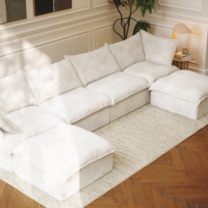 CloudComfort™ Modular Washable Luxe Sofa - 4 Seater U-Sectional