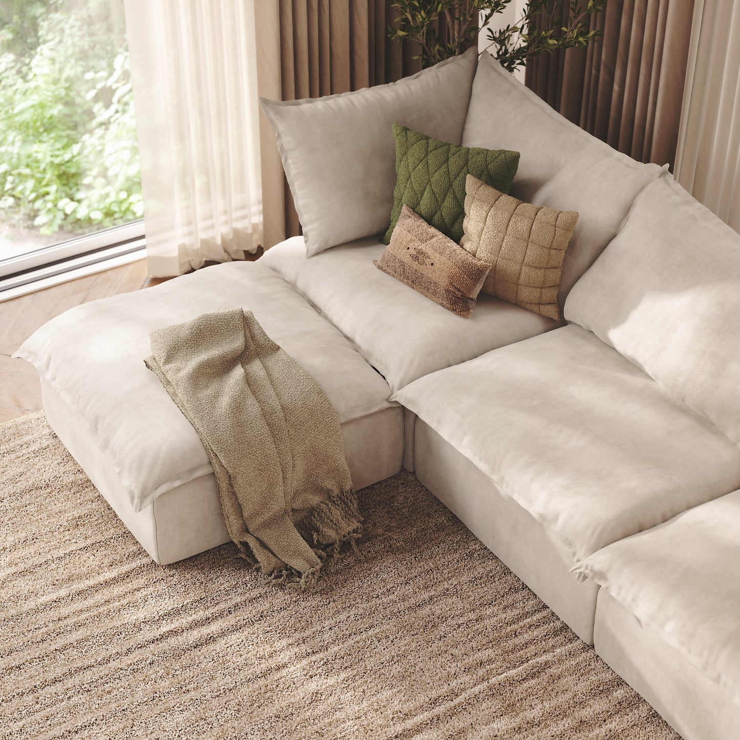 CloudComfort™ Modular Washable Luxe Sofa - 4 Seater U-Sectional