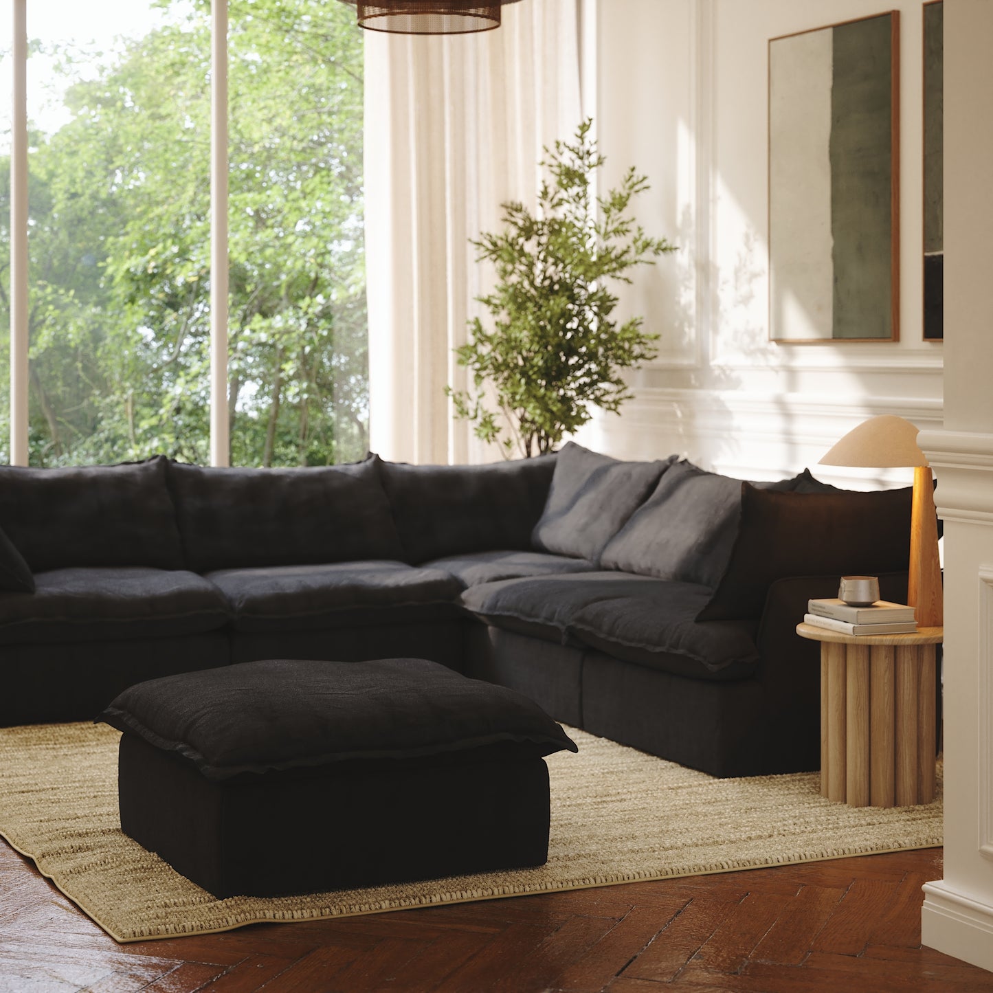 CloudComfort™ Modular Washable Luxe Sofa - 5 Seater Corner Sectional + Ottoman