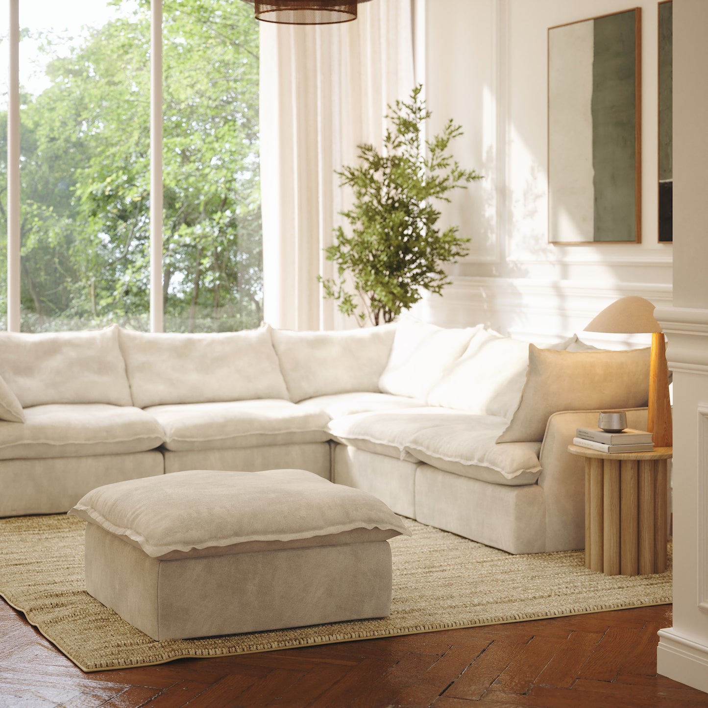 CloudComfort™ Modular Washable Luxe Sofa - 5 Seater Corner Sectional + Ottoman