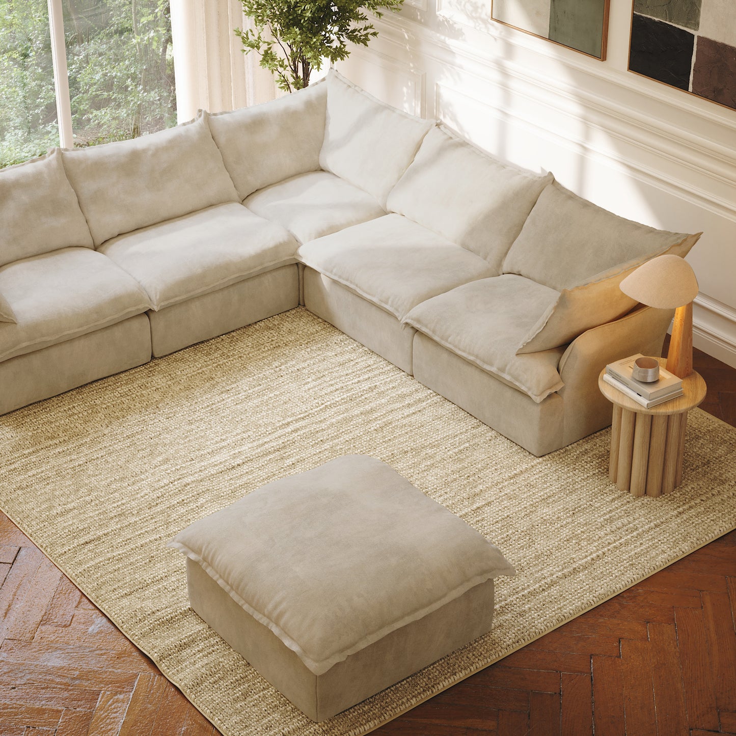 CloudComfort™ Modular Washable Luxe Sofa - 5 Seater Corner Sectional + Ottoman