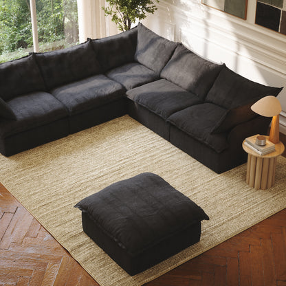 CloudComfort™ Modular Washable Luxe Sofa - 5 Seater Corner Sectional + Ottoman