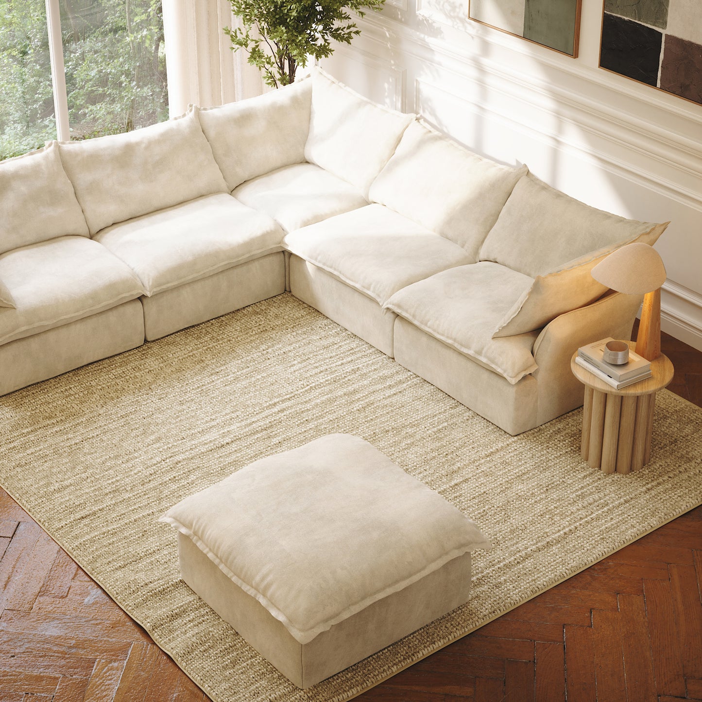 CloudComfort™ Modular Washable Luxe Sofa - 5 Seater Corner Sectional + Ottoman