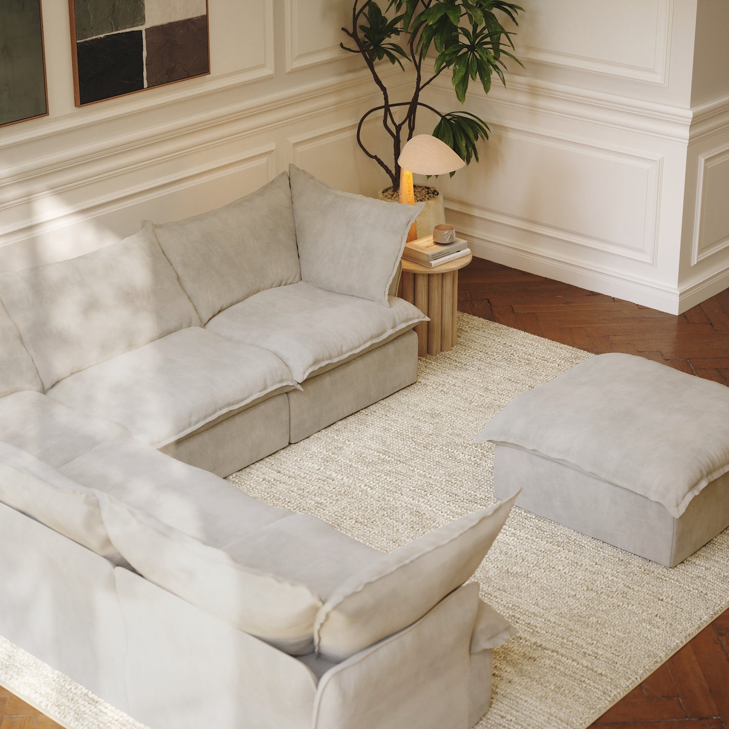 CloudComfort™ Modular Washable Luxe Sofa - 5 Seater Corner Sectional + Ottoman