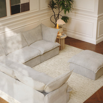 CloudComfort™ Modular Washable Luxe Sofa - 5 Seater Corner Sectional + Ottoman