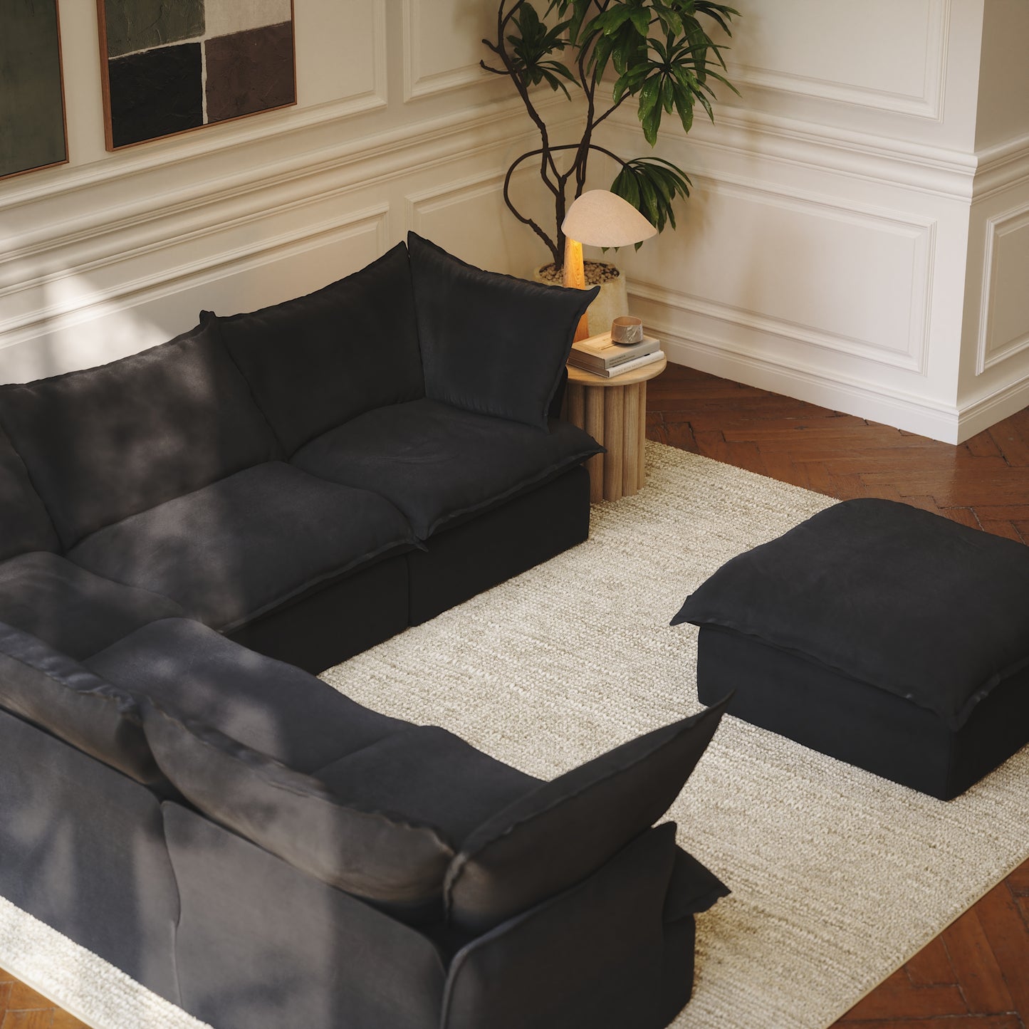 CloudComfort™ Modular Washable Luxe Sofa - 5 Seater Corner Sectional + Ottoman