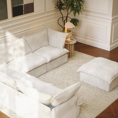 CloudComfort™ Modular Washable Luxe Sofa - 5 Seater Corner Sectional + Ottoman
