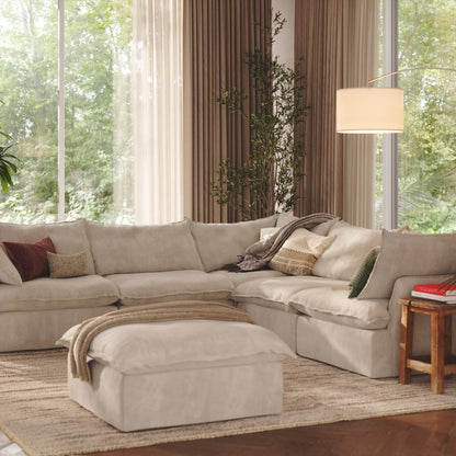 CloudComfort™ Modular Washable Luxe Sofa - 5 Seater Corner Sectional + Ottoman